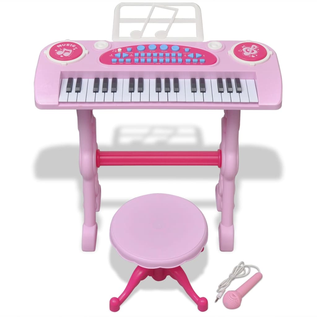 Keyboard mit Mikrofon für Kinder 37 Tasten Piano mit Aufnahme Liedern uvm Rosa 
