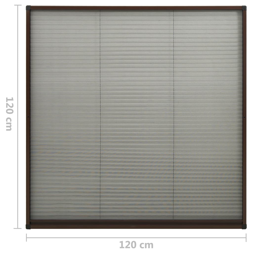 InsektenschutzPlissee für Fenster Aluminium Braun 120x120