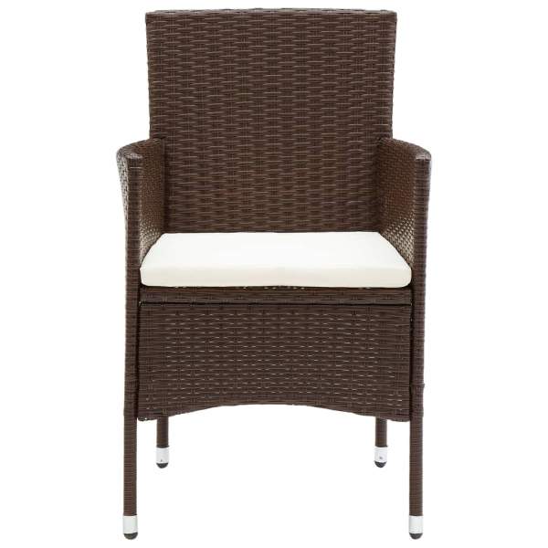 3-tlg. Garten-Essgruppe Poly Rattan Braun 3-tlg. Garten-Essgruppe Poly Rattan Braun