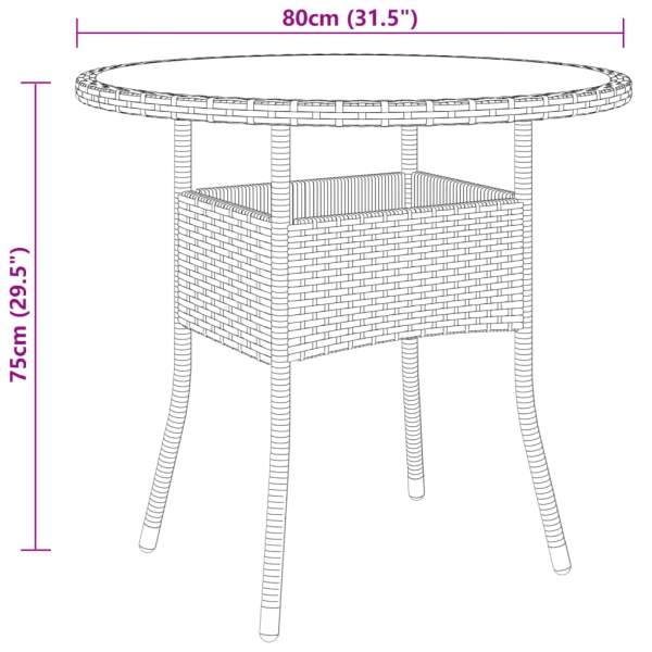 3-tlg. Garten-Essgruppe Poly Rattan Braun 3-tlg. Garten-Essgruppe Poly Rattan Braun