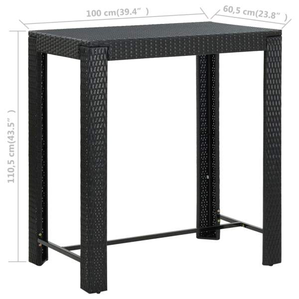  5-tlg. Gartenbar-Set mit Kissen Poly Rattan Schwarz