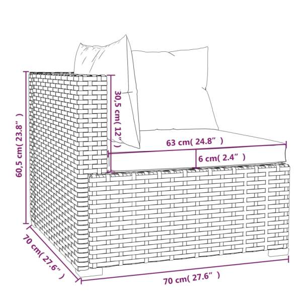  6-tlg. Garten-Lounge-Set mit Kissen Poly Rattan Grau