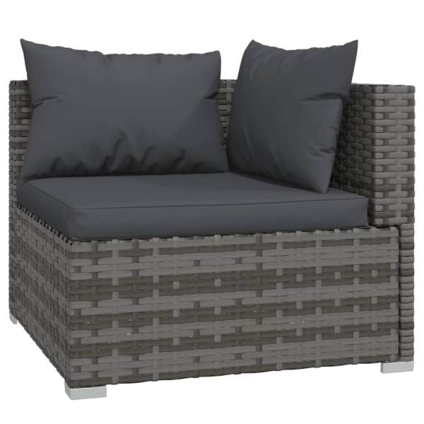  6-tlg. Garten-Lounge-Set mit Kissen Poly Rattan Grau