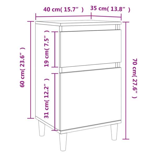  Nachttische 2 Stk. Braun Eichen-Optik 40x35x70 cm