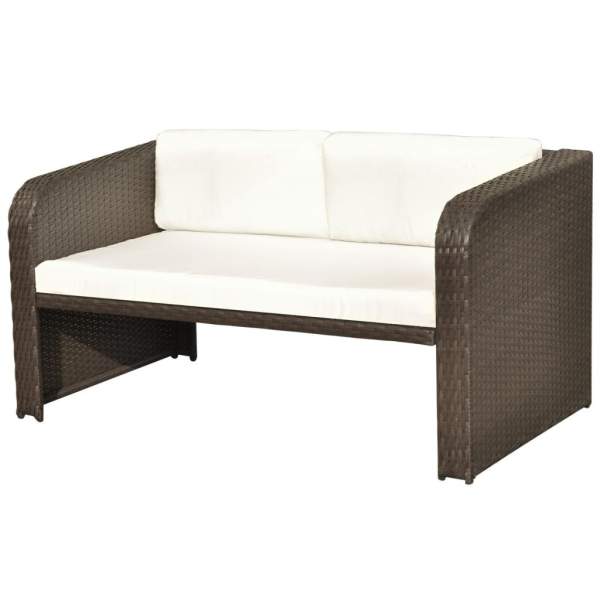  4-tlg. Garten-Lounge-Set mit Auflagen Poly Rattan Braun