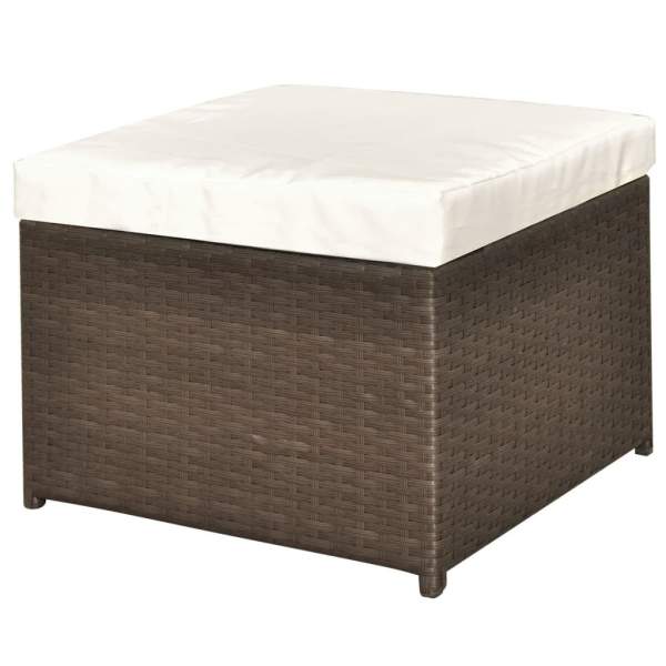  4-tlg. Garten-Lounge-Set mit Auflagen Poly Rattan Braun