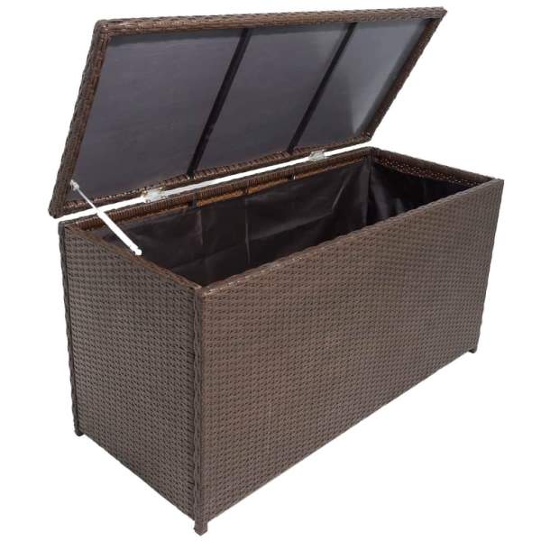  Garten-Auflagenbox Braun 120x50x60 cm Poly Rattan