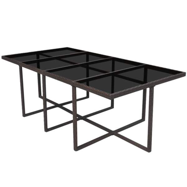  13-tlg. Garten-Essgruppe mit Auflagen Poly Rattan Braun