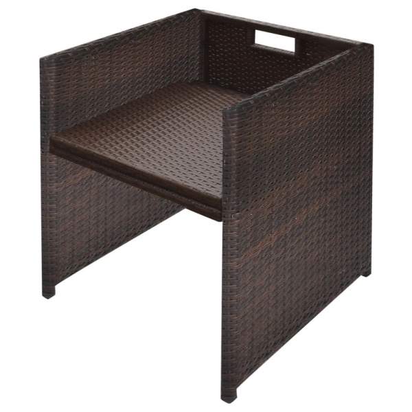  13-tlg. Garten-Essgruppe mit Auflagen Poly Rattan Braun