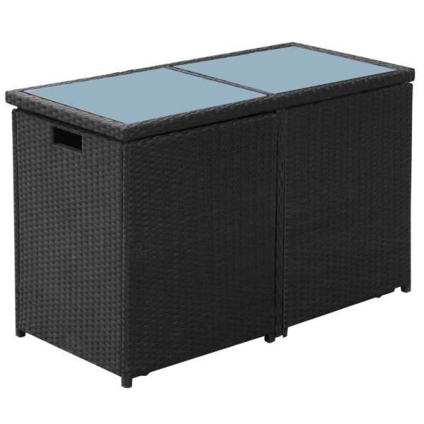  3-tlg. Bistro-Set mit Auflagen Poly Rattan Schwarz