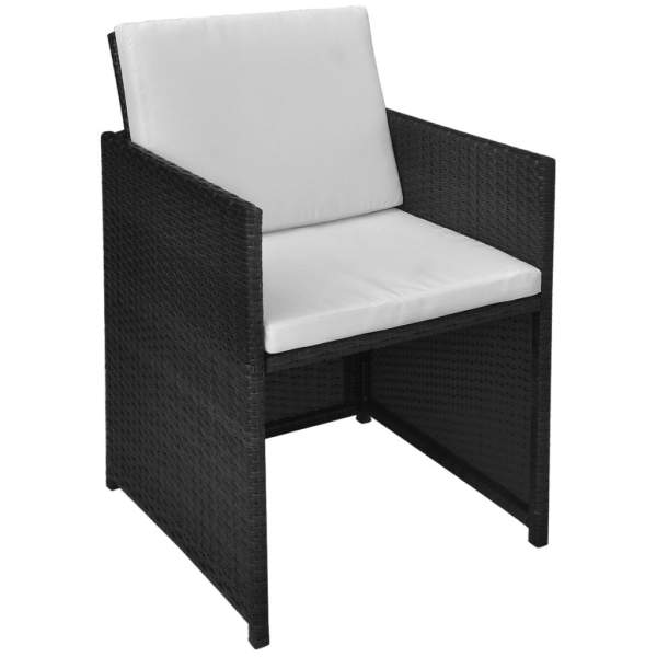  3-tlg. Bistro-Set mit Auflagen Poly Rattan Schwarz