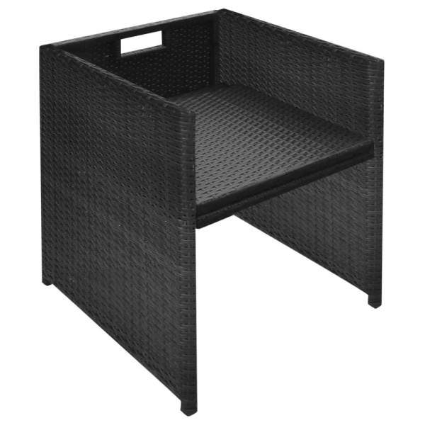  3-tlg. Bistro-Set mit Auflagen Poly Rattan Schwarz