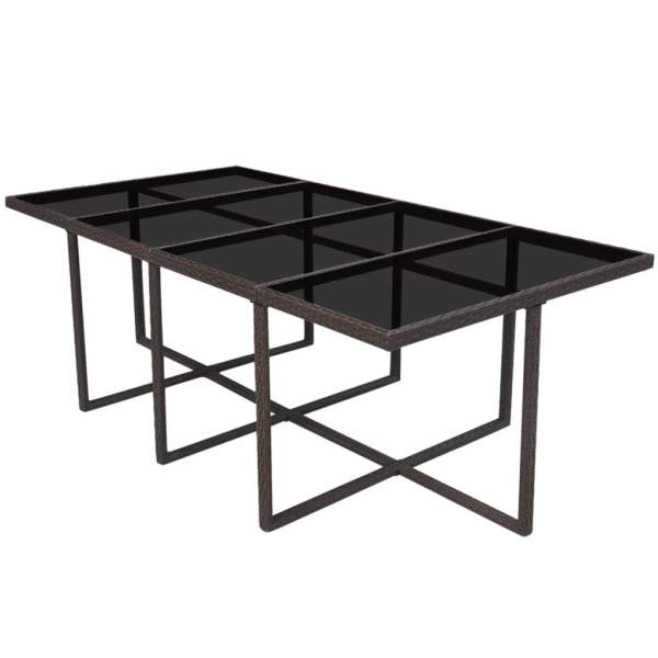  13-tlg. Garten-Essgruppe mit Auflagen Poly Rattan Braun