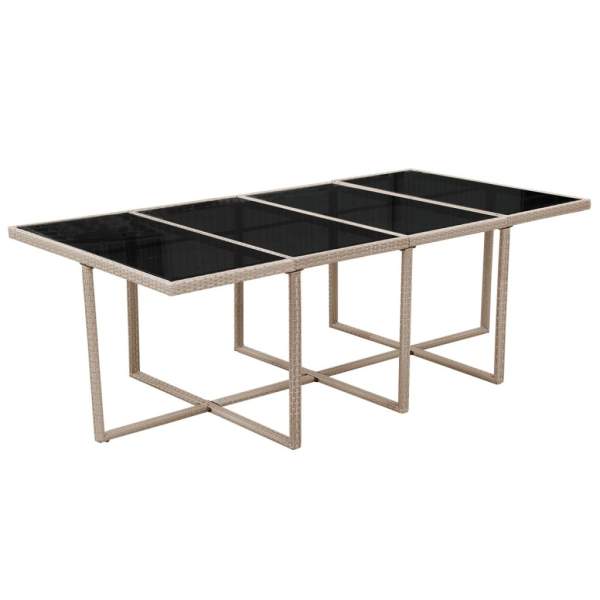  13-tlg. Garten-Essgruppe mit Auflagen Poly Rattan Beige