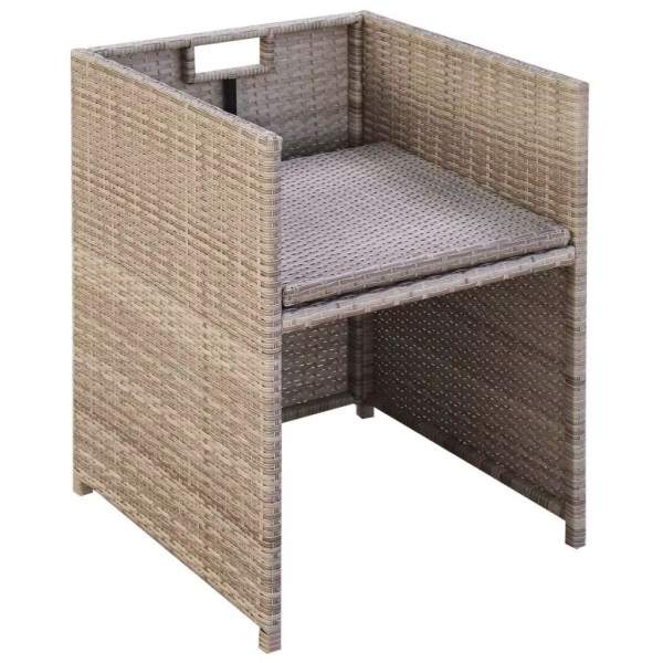  13-tlg. Garten-Essgruppe mit Auflagen Poly Rattan Beige