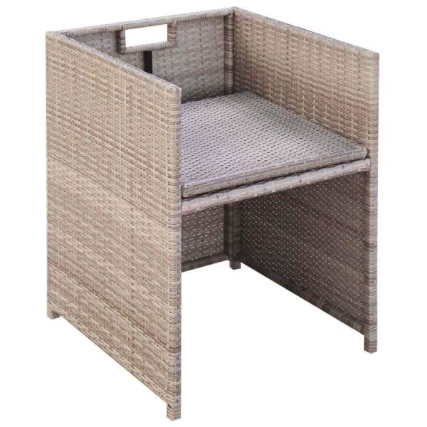  5-tlg. Garten-Essgruppe mit Auflagen Poly Rattan Beige