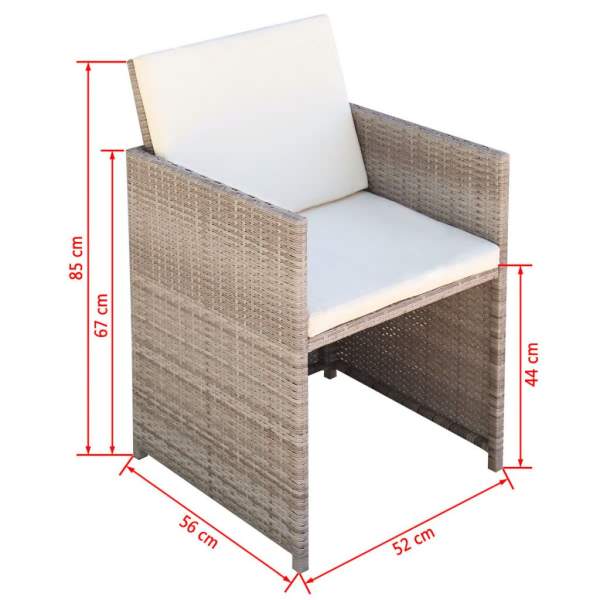 5-tlg. Garten-Essgruppe mit Auflagen Poly Rattan Beige