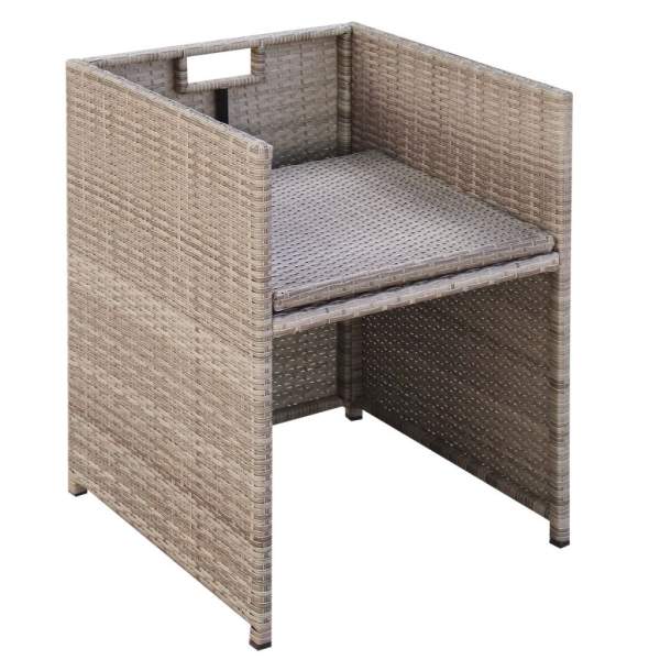  9-tlg. Garten-Essgruppe mit Auflagen Poly Rattan Beige