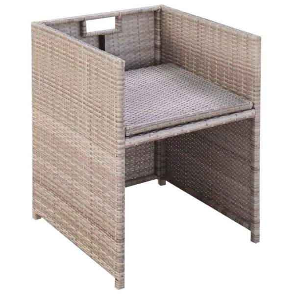  11-tlg. Garten-Essgruppe mit Auflagen Poly Rattan Beige