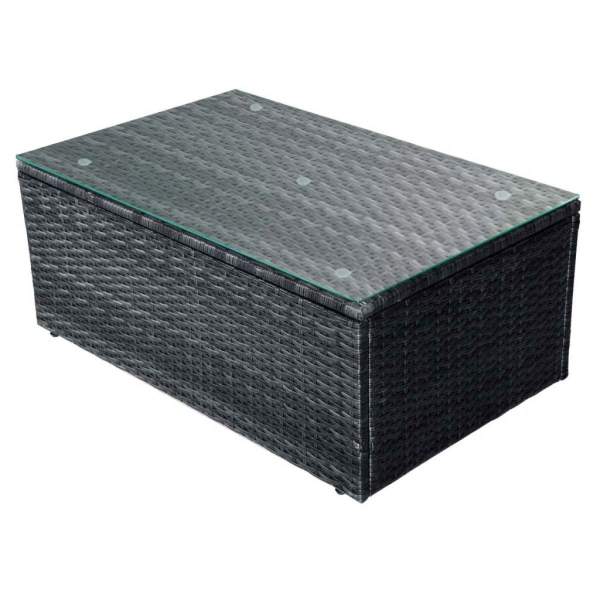  4-tlg. Garten-Lounge-Set mit Auflagen Poly Rattan Schwarz