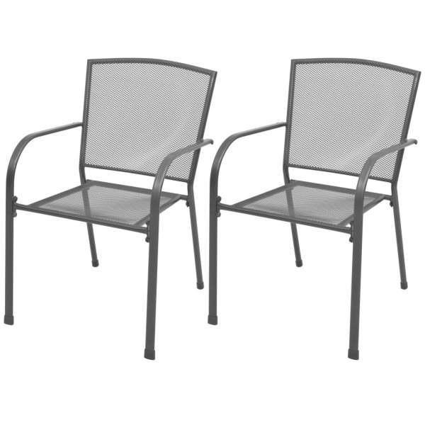  Stapelbare Gartenstühle 2 Stk. Stahl Grau