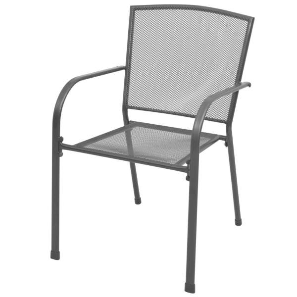  Stapelbare Gartenstühle 2 Stk. Stahl Grau