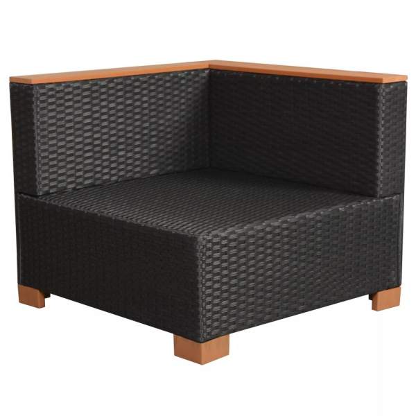  6-tlg. Garten-Lounge-Set mit Auflagen Poly Rattan Schwarz