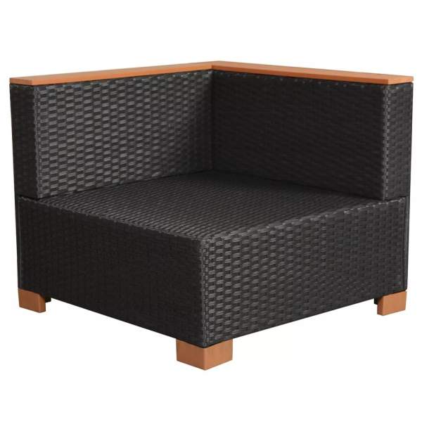  7-tlg. Garten-Lounge-Set mit Auflagen Poly Rattan Schwarz