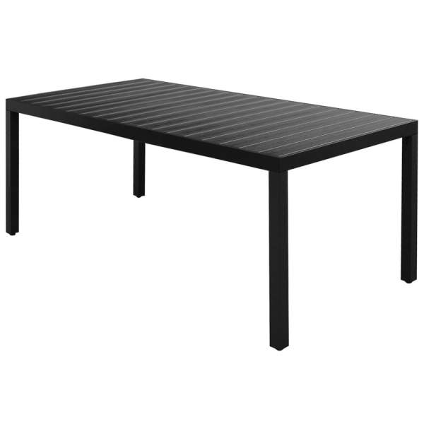  Garten-Esstisch WPC Aluminium 185 x 90 x 74 cm Schwarz