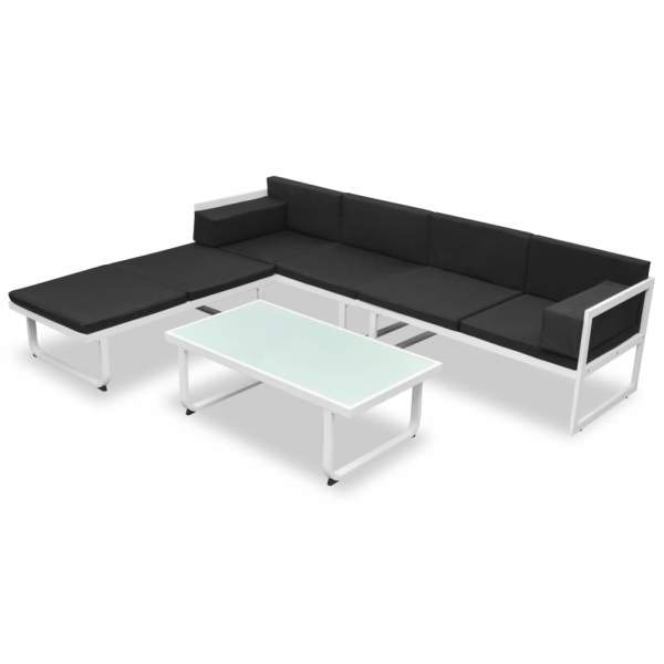  4-tlg. Garten-Lounge-Set mit Auflagen Aluminium Schwarz