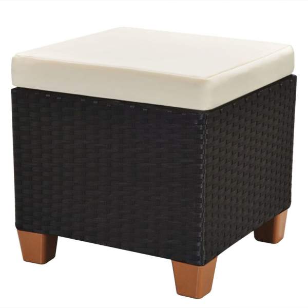  7-tlg. Garten-Lounge-Set mit Auflagen Poly Rattan Schwarz