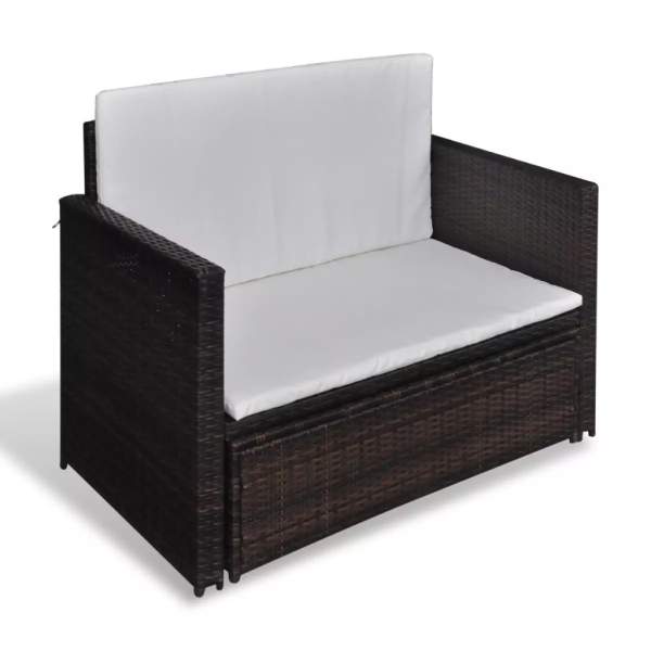  Gartensofa Poly Rattan Braun