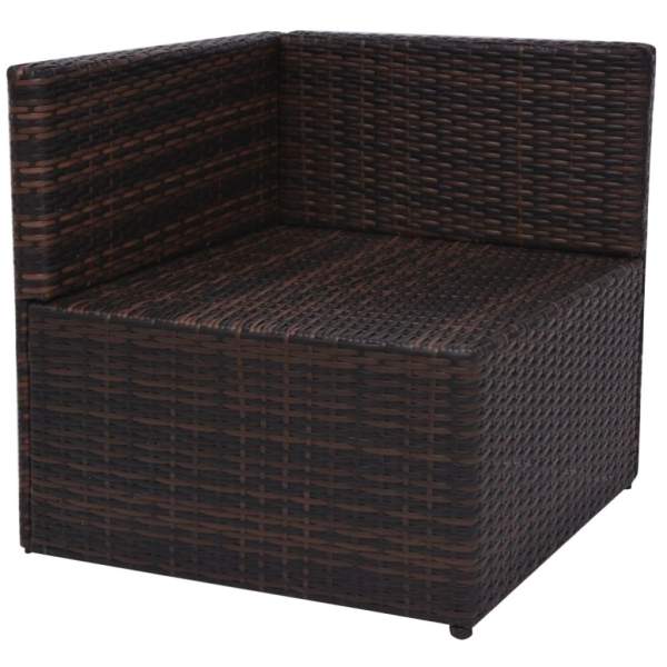  5-tlg. Garten-Lounge-Set mit Auflagen Poly Rattan Braun