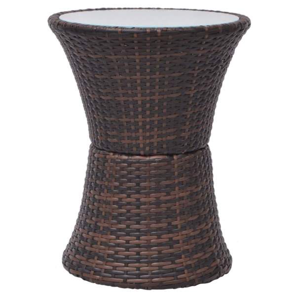  3-tlg. Bistro-Set mit Auflagen Poly Rattan Braun