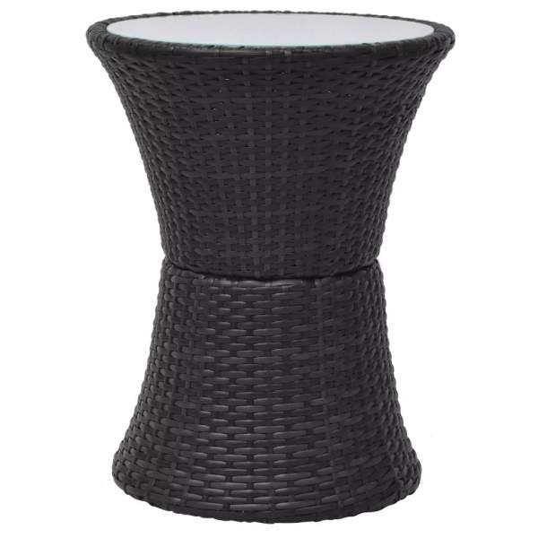  3-tlg. Bistro-Set mit Auflagen Poly Rattan Schwarz