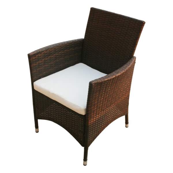  9-tlg. Garten-Essgruppe mit Auflagen Poly Rattan Braun