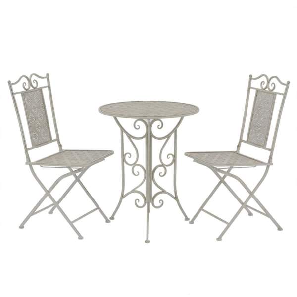  3-tlg. Bistro-Set Stahl Grau