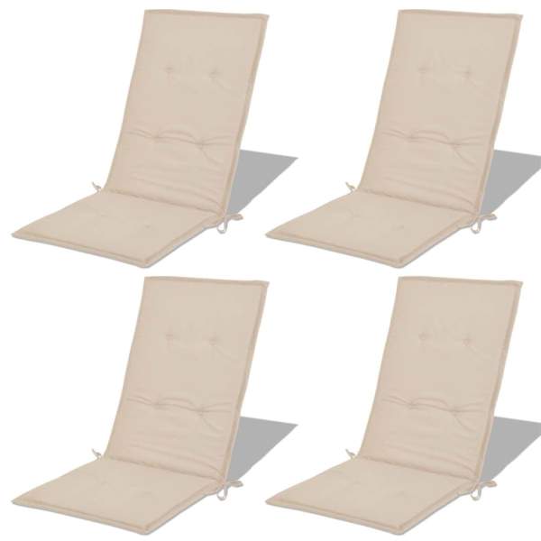  Gartenstuhlauflagen für Hochlehner 4Stk. Creme 120x50x3cm Stoff