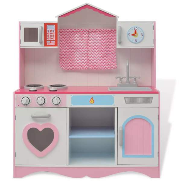  Spielzeugküche Holz 82×30×100 cm Rosa und Weiß