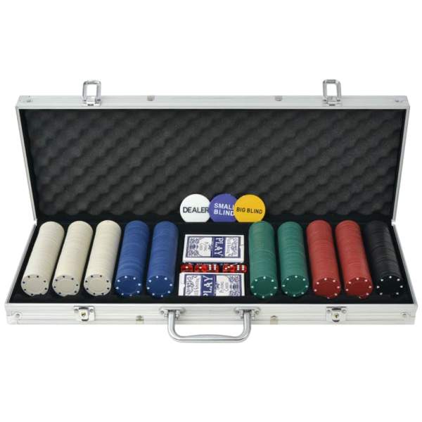  Poker Set mit 500 Chips Aluminium