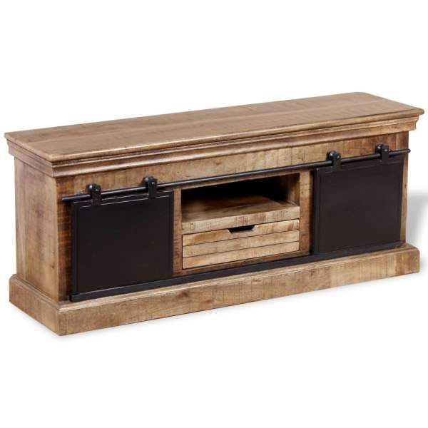  TV-Schrank mit 2 Schiebetüren Massivholz Mango 110x30x45 cm