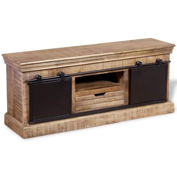  TV-Schrank mit 2 Schiebetüren Massivholz Mango 110x30x45 cm