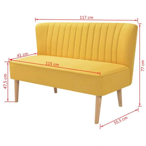  Sofa Stoff 117 x 55,5 x 77 cm Gelb
