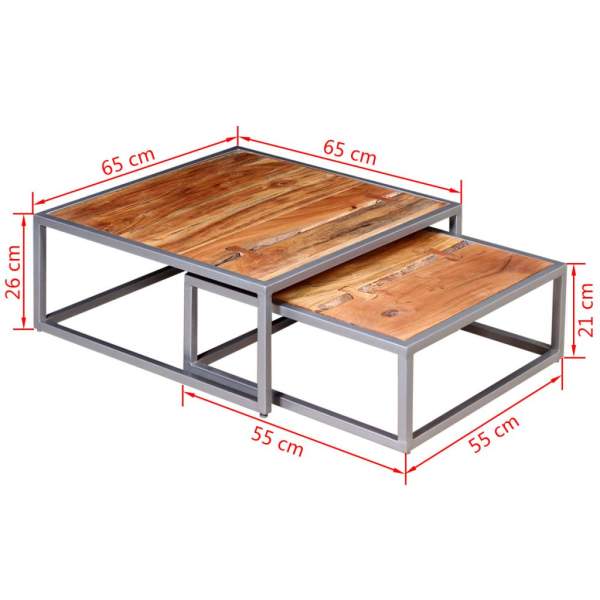  2-tlg. Couchtisch-Set Massivholz Akazie