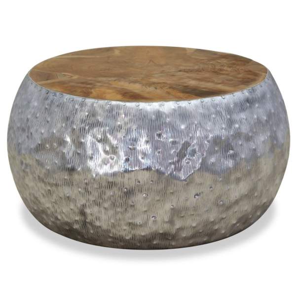  Couchtisch Aluminium Teak 60x60x30 cm 