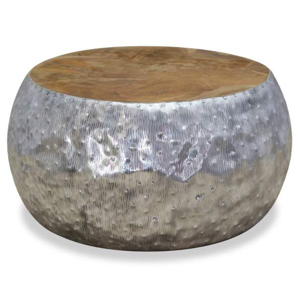  Couchtisch Aluminium Teak 60x60x30 cm 