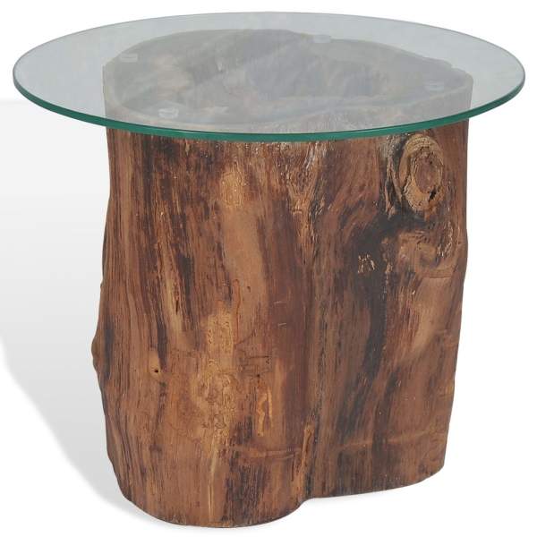  Couchtisch Teak Glas 50x40 cm