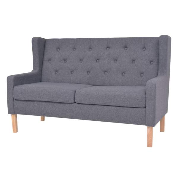  Sofa 2-Sitzer Stoff Grau