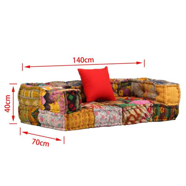  2-Sitzer Modulares Sofa mit Armlehnen Stoff Patchwork