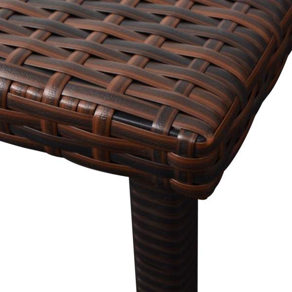  Sonnenliegen 2 Stk. mit Tisch Poly Rattan Braun